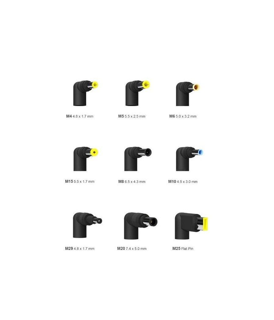 Cargador de portátil aisens aslc-65wauto-bk/ 65w/ automático/ 9 conectores/ voltaje 18.5-20v/ 1 usb qc3.0