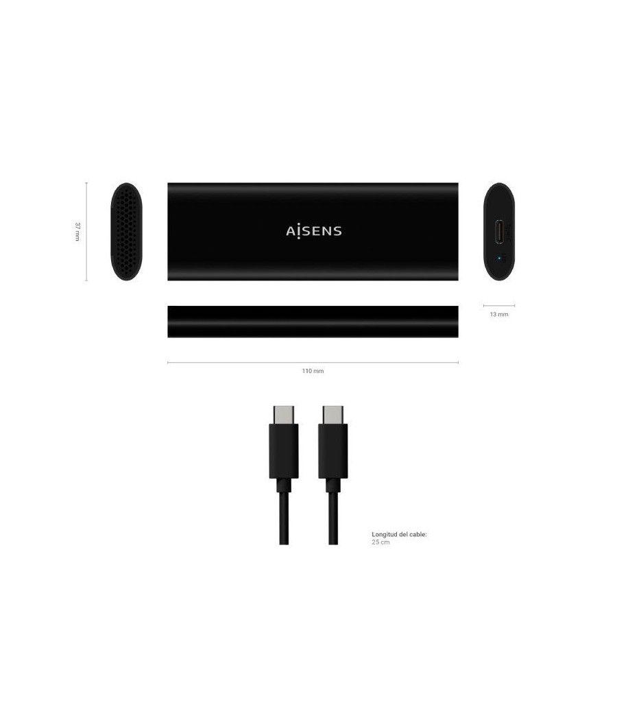 Caja externa para disco ssd m.2 sata/nvme aisens asm2-014b/ usb 3.2/ sin tornillos