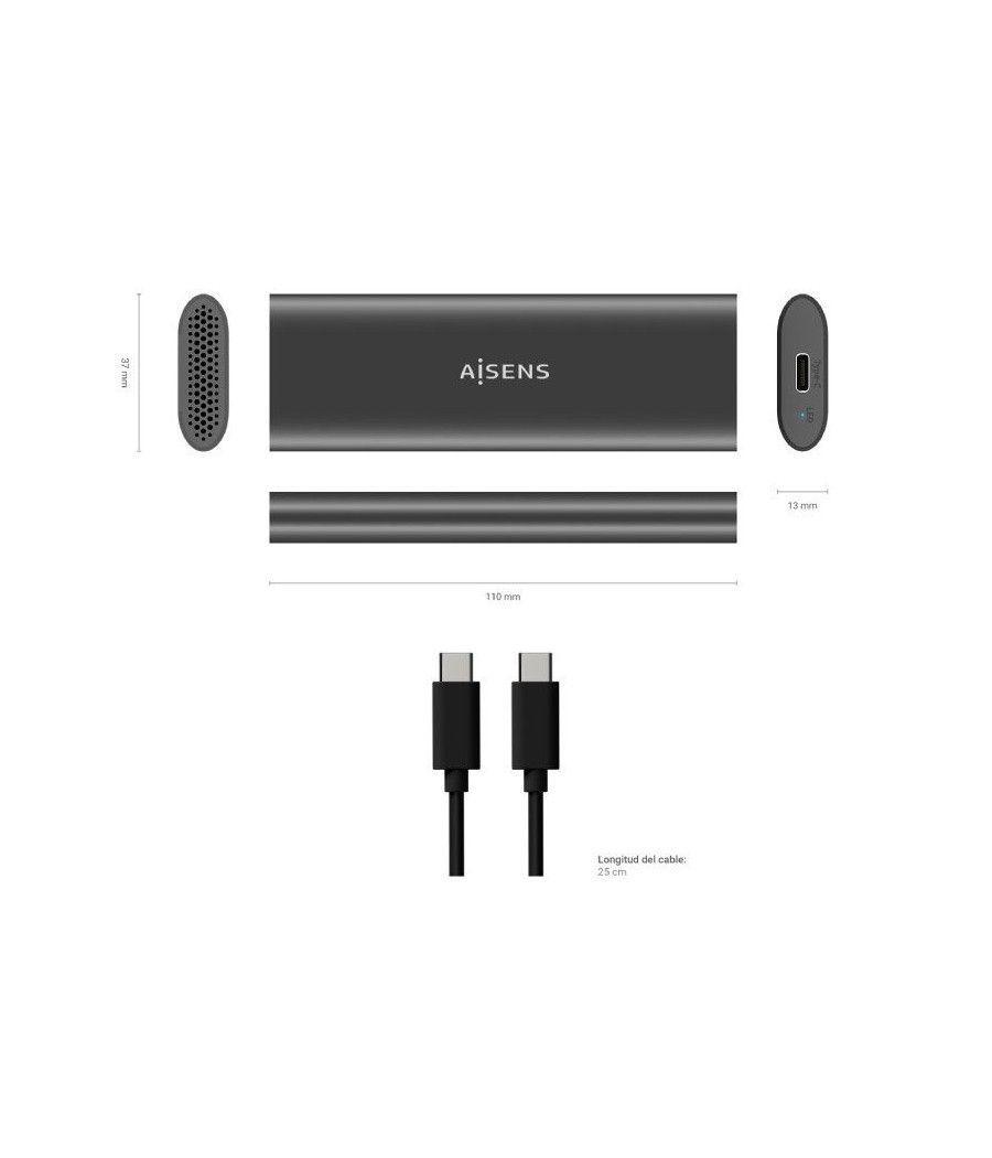 Caja externa para disco ssd m.2 sata/nvme aisens asm2-015gr/ usb 3.1/ sin tornillos