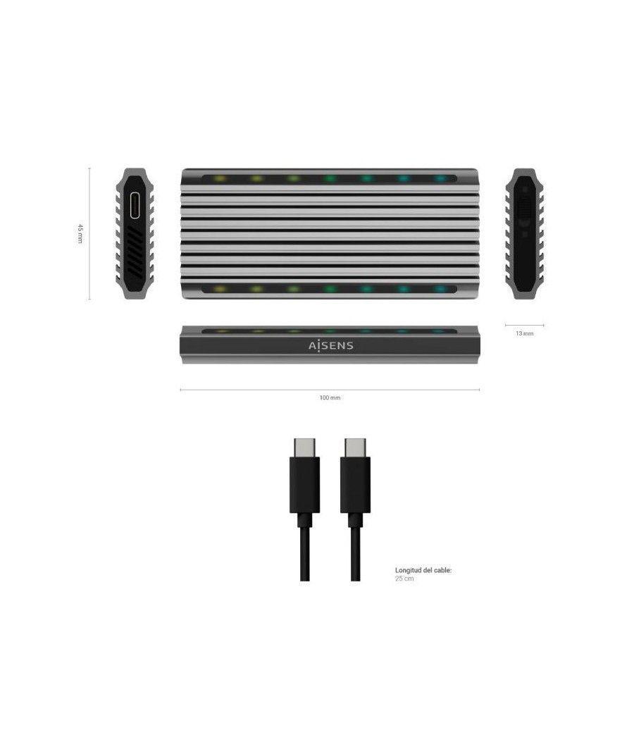Caja externa para disco duro ssd m.2 sata/nvme aisens asm2-rgb011gr/ usb 3.2 gen2/ sin tornillos