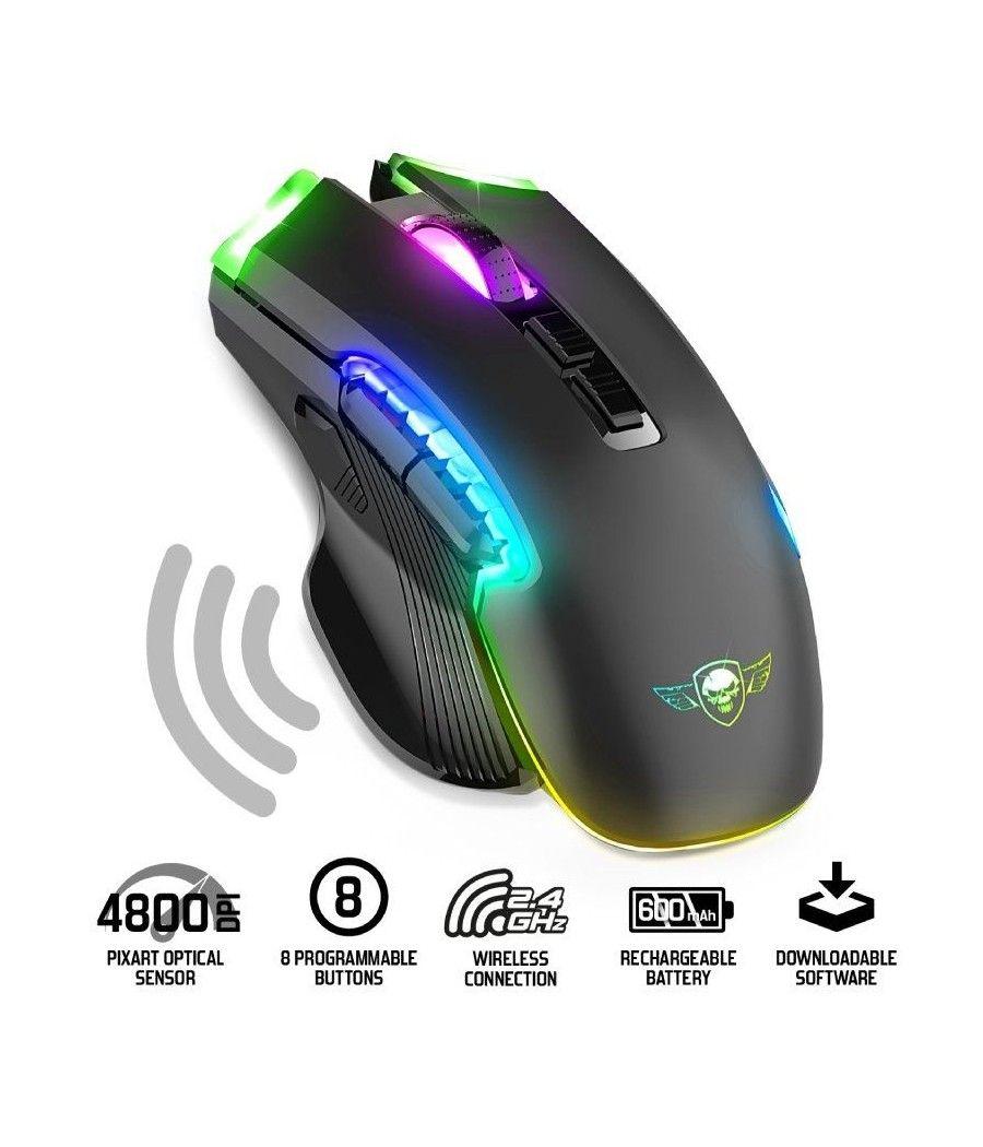 Ratón gaming inalámbrico spirit of gamer elite m70/ batería recargable/ hasta 4800 dpi