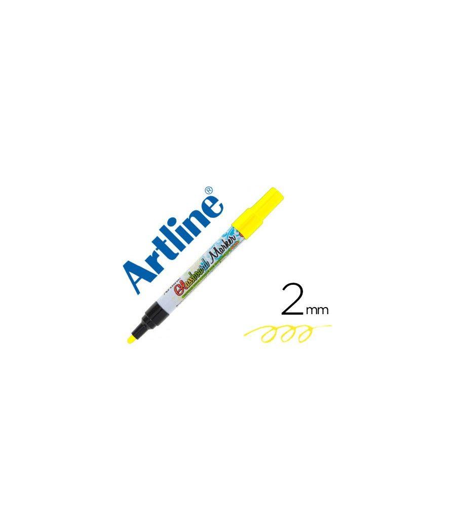 Rotulador artline glass marker especial cristal borrable en seco o humedo color amarillo flúor pack 12 unidades