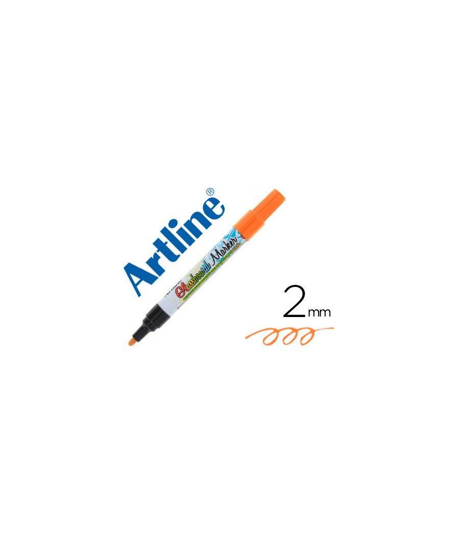 Rotulador artline glass marker especial cristal borrable en seco o humedo color naranja flúor pack 12 unidades