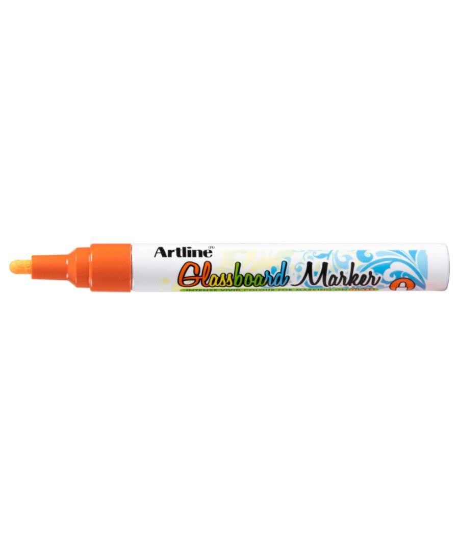 Rotulador artline glass marker especial cristal borrable en seco o humedo color naranja flúor pack 12 unidades