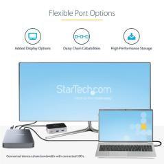 StarTech.com Caja Thunderbolt 3&trade; de 4 Bahías NVMe M.2 para SSD, con 1 Puerto de Vídeo DisplayPort y 2 Thunderbolt 3, 40gbp