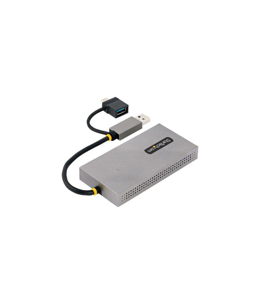 StarTech.com Adaptador de USB a HDMI Doble, USB A/C a 2 Pantallas HDMI (1x 4K30Hz, 1x 1080p), Dongle Integrado USB-A a C, Cable 