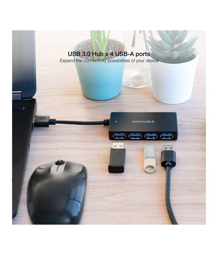 Hub usb 3.0 nanocable 10.16.4403/ 4 puertos usb/ negro