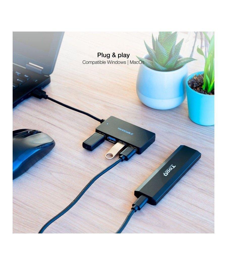 Hub usb 3.0 nanocable 10.16.4403/ 4 puertos usb/ negro