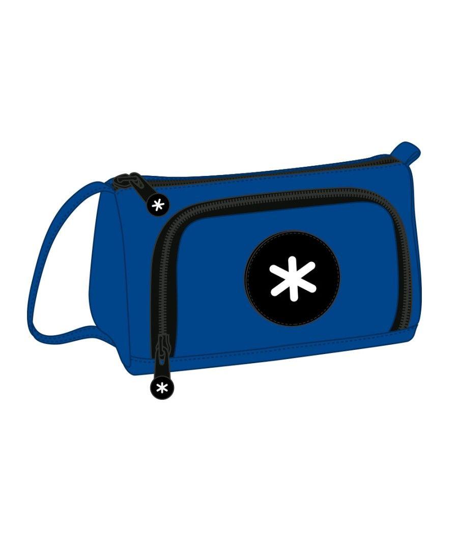 Bolso escolar portatodo antartik con bolsillo delantero desplegable color azul 110x85x200 mm