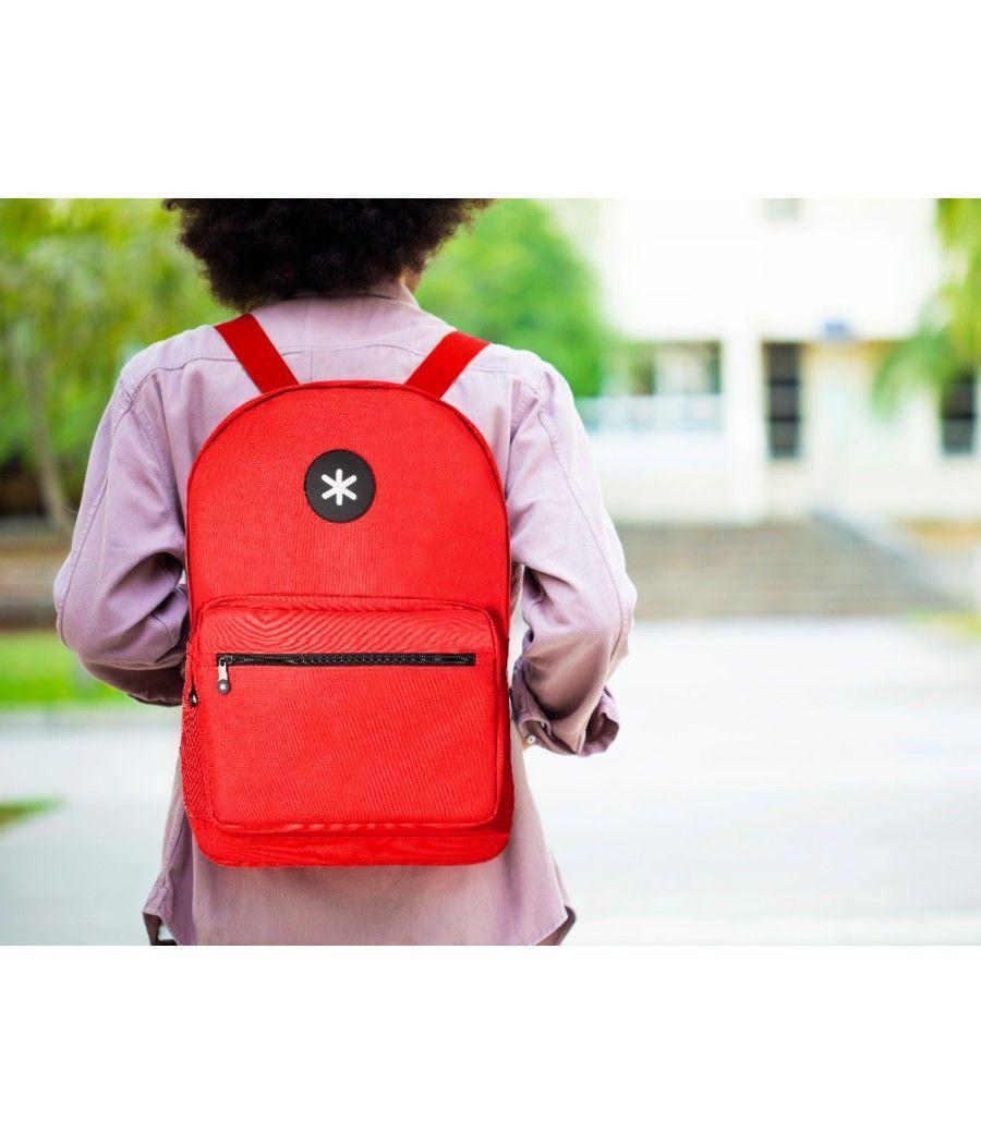 Cartera antartik mochila con asa y bolsillo frontal concremallera color rojo 320x140x430 mm