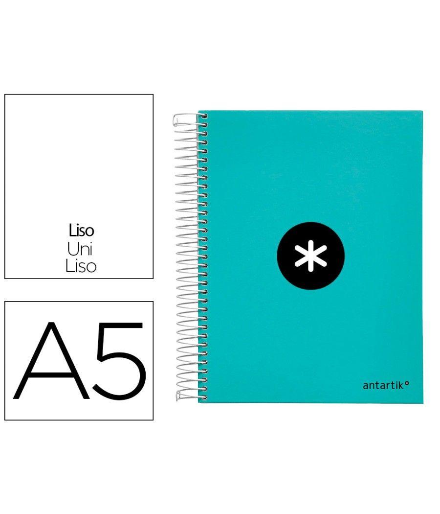 Cuaderno espiral liderpapel a5 micro antartik tapa forrada120h 100 gr liso 5 bandas 6 taladros color menta