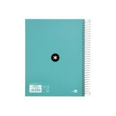 Cuaderno espiral liderpapel a5 micro antartik tapa forrada120h 100 gr liso 5 bandas 6 taladros color menta