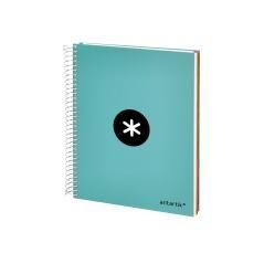 Cuaderno espiral liderpapel a5 micro antartik tapa forrada120h 100 gr liso 5 bandas 6 taladros color menta