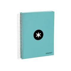 Cuaderno espiral liderpapel a5 micro antartik tapa forrada120h 100 gr liso 5 bandas 6 taladros color menta