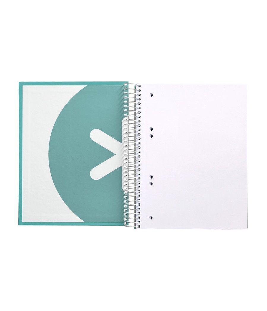 Cuaderno espiral liderpapel a5 micro antartik tapa forrada120h 100 gr liso 5 bandas 6 taladros color menta