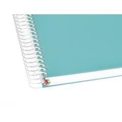 Cuaderno espiral liderpapel a5 micro antartik tapa forrada120h 100 gr liso 5 bandas 6 taladros color menta