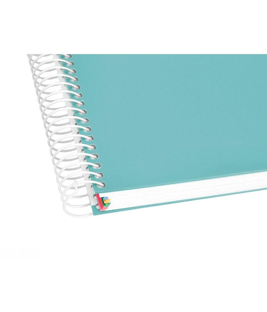 Cuaderno espiral liderpapel a5 micro antartik tapa forrada120h 100 gr liso 5 bandas 6 taladros color menta