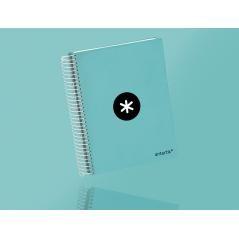 Cuaderno espiral liderpapel a5 micro antartik tapa forrada120h 100 gr liso 5 bandas 6 taladros color menta