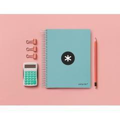 Cuaderno espiral liderpapel a5 micro antartik tapa forrada120h 100 gr liso 5 bandas 6 taladros color menta