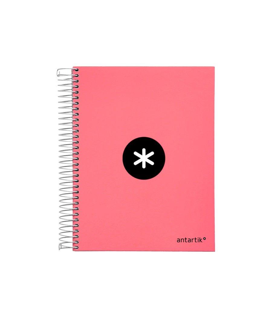 Cuaderno espiral liderpapel a5 micro antartik tapa forrada120h 100 gr liso 5 bandas 6 taladros color coral