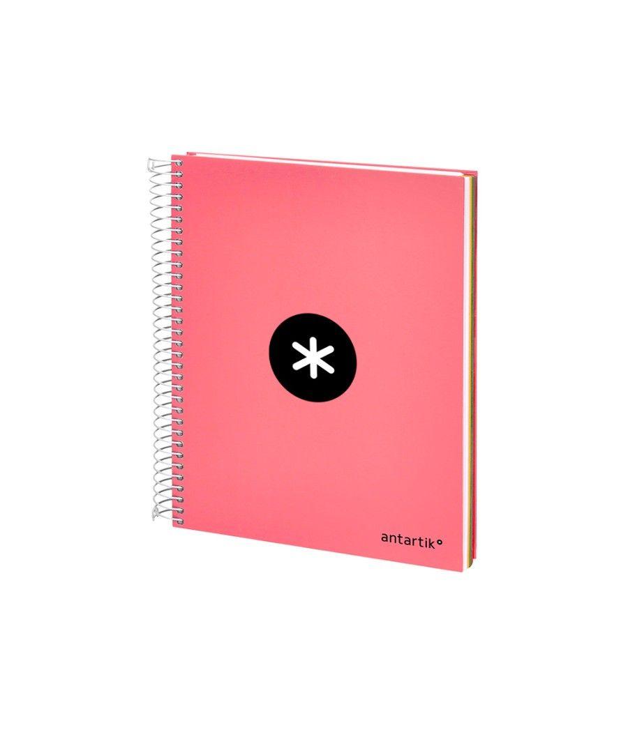 Cuaderno espiral liderpapel a5 micro antartik tapa forrada120h 100 gr liso 5 bandas 6 taladros color coral