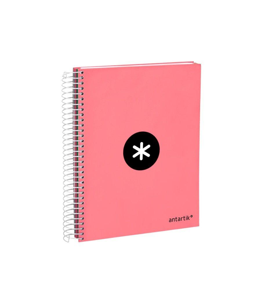 Cuaderno espiral liderpapel a5 micro antartik tapa forrada120h 100 gr liso 5 bandas 6 taladros color coral