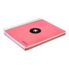 Cuaderno espiral liderpapel a5 micro antartik tapa forrada120h 100 gr liso 5 bandas 6 taladros color coral