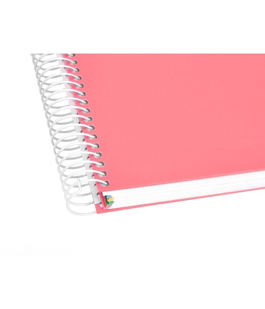 Cuaderno espiral liderpapel a5 micro antartik tapa forrada120h 100 gr liso 5 bandas 6 taladros color coral