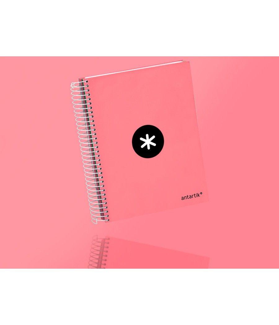 Cuaderno espiral liderpapel a5 micro antartik tapa forrada120h 100 gr liso 5 bandas 6 taladros color coral