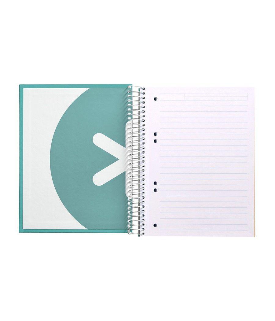 Cuaderno espiral liderpapel a5 micro antartik tapa forrada120h 100 gr horizontal 5 banda6 taladros color menta