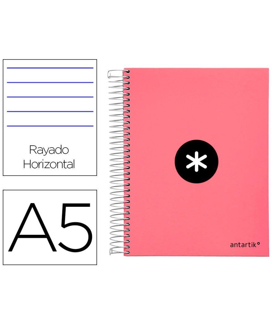 Cuaderno espiral liderpapel a5 micro antartik tapa forrada120h 100 gr horizontal 5 banda6 taladros color coral