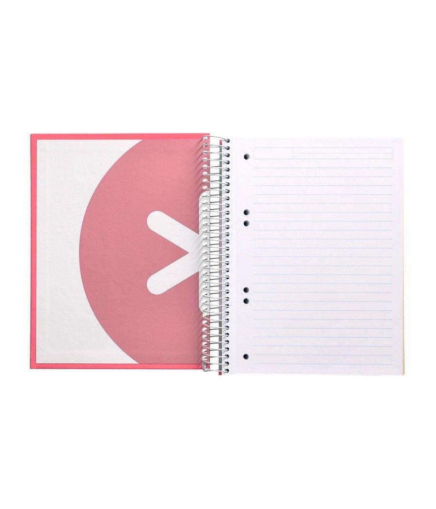 Cuaderno espiral liderpapel a5 micro antartik tapa forrada120h 100 gr horizontal 5 banda6 taladros color coral