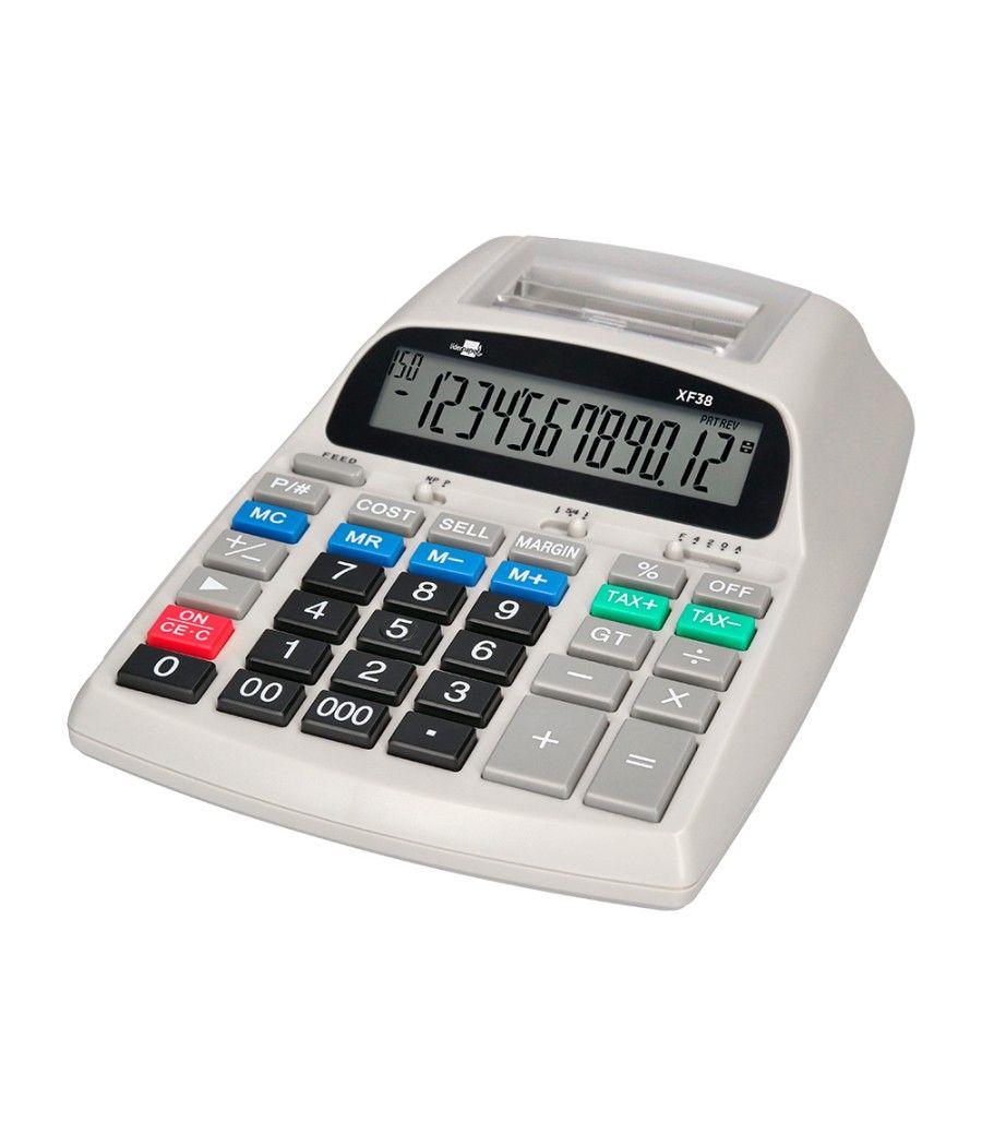 Calculadora liderpapel impresora pantalla papel 57 mm 12 dígitos impresión bicolor blanca 225x158x56 mm