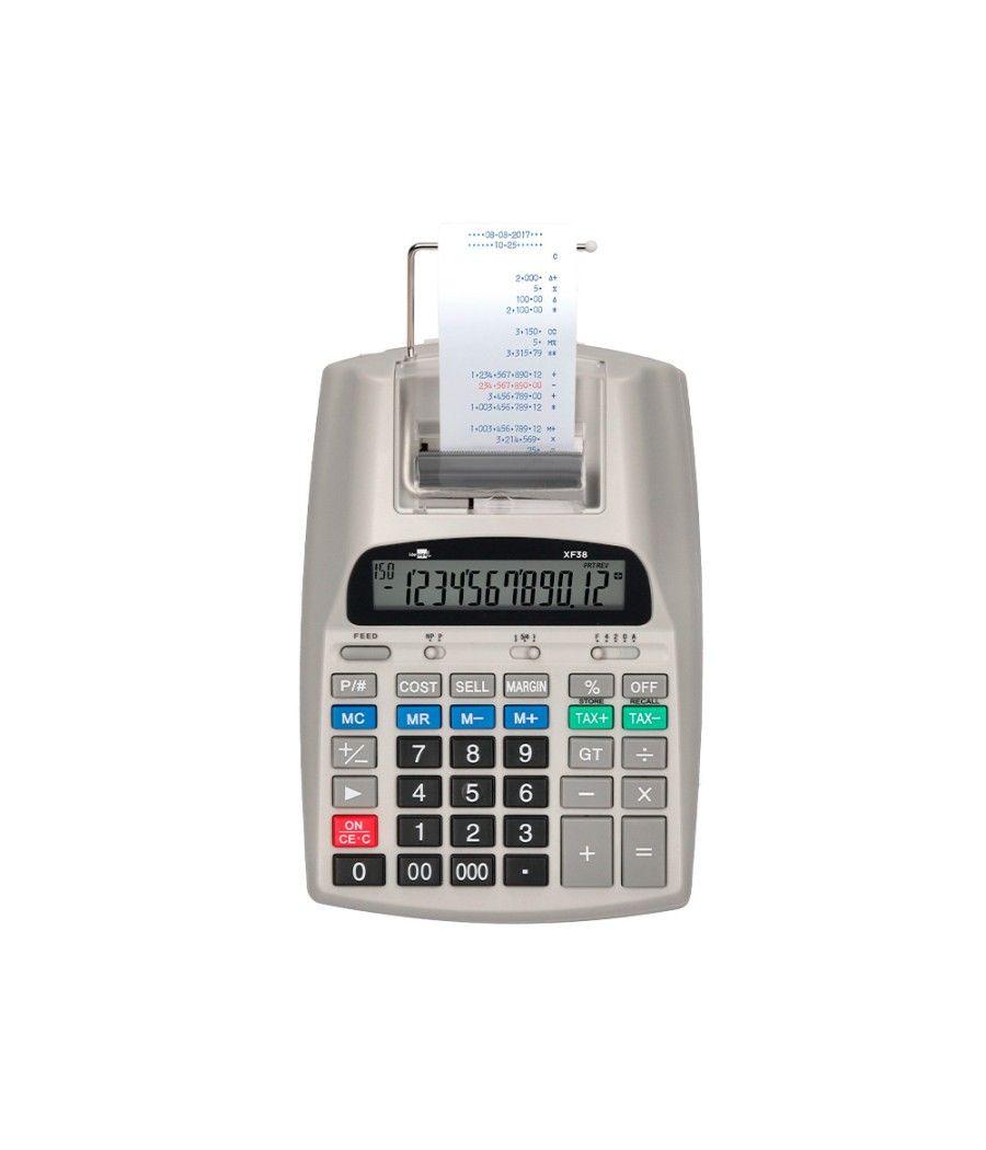 Calculadora liderpapel impresora pantalla papel 57 mm 12 dígitos impresión bicolor blanca 225x158x56 mm