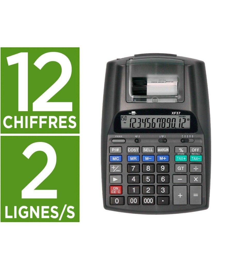Calculadora liderpapel impresora pantalla papel 57 mm 12 dígitos impresión bicolor negra 225x158x56 mm