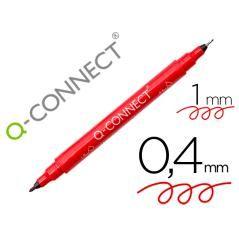 Rotulador q-connect marcador permanente doble punta color rojo 0,4 mm y 1 mm pack 10 unidades