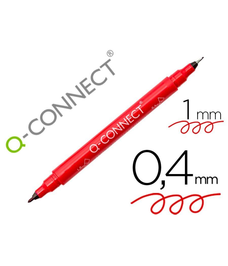 Rotulador q-connect marcador permanente doble punta color rojo 0,4 mm y 1 mm pack 10 unidades