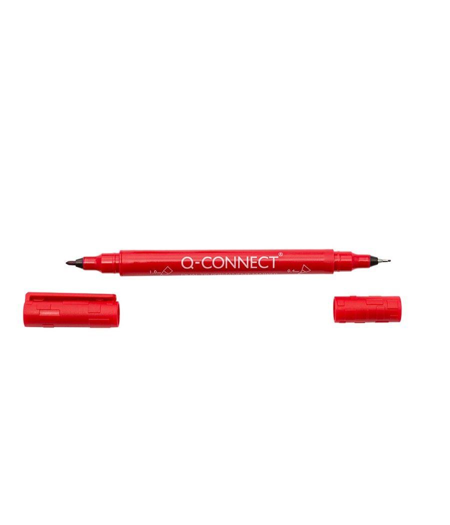 Rotulador q-connect marcador permanente doble punta color rojo 0,4 mm y 1 mm pack 10 unidades