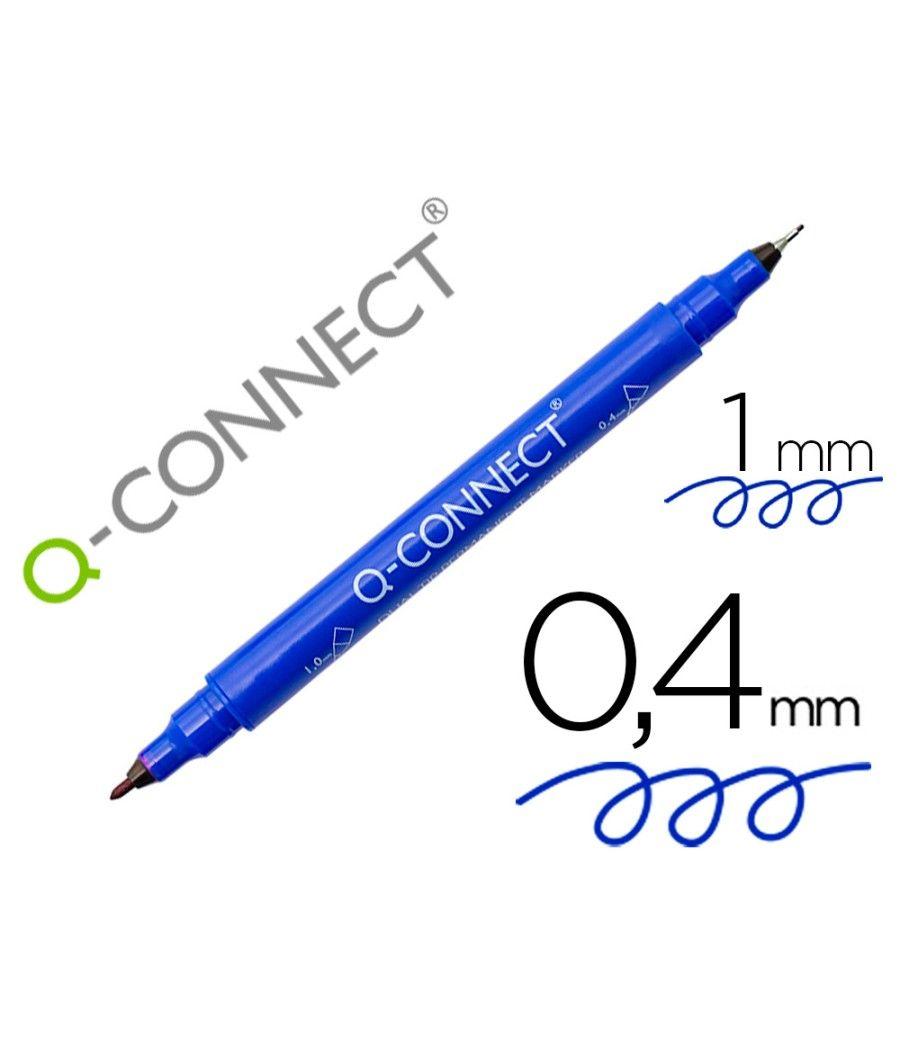 Rotulador q-connect marcador permanente doble punta color azul 0,4 mm y 1 mm pack 10 unidades