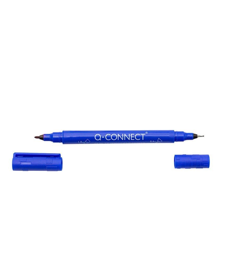 Rotulador q-connect marcador permanente doble punta color azul 0,4 mm y 1 mm pack 10 unidades