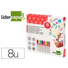 Rotulador liderpapel tiza líquida para cristal punta biselada/redonda trazo 6 mm pack de 8 unidades colores