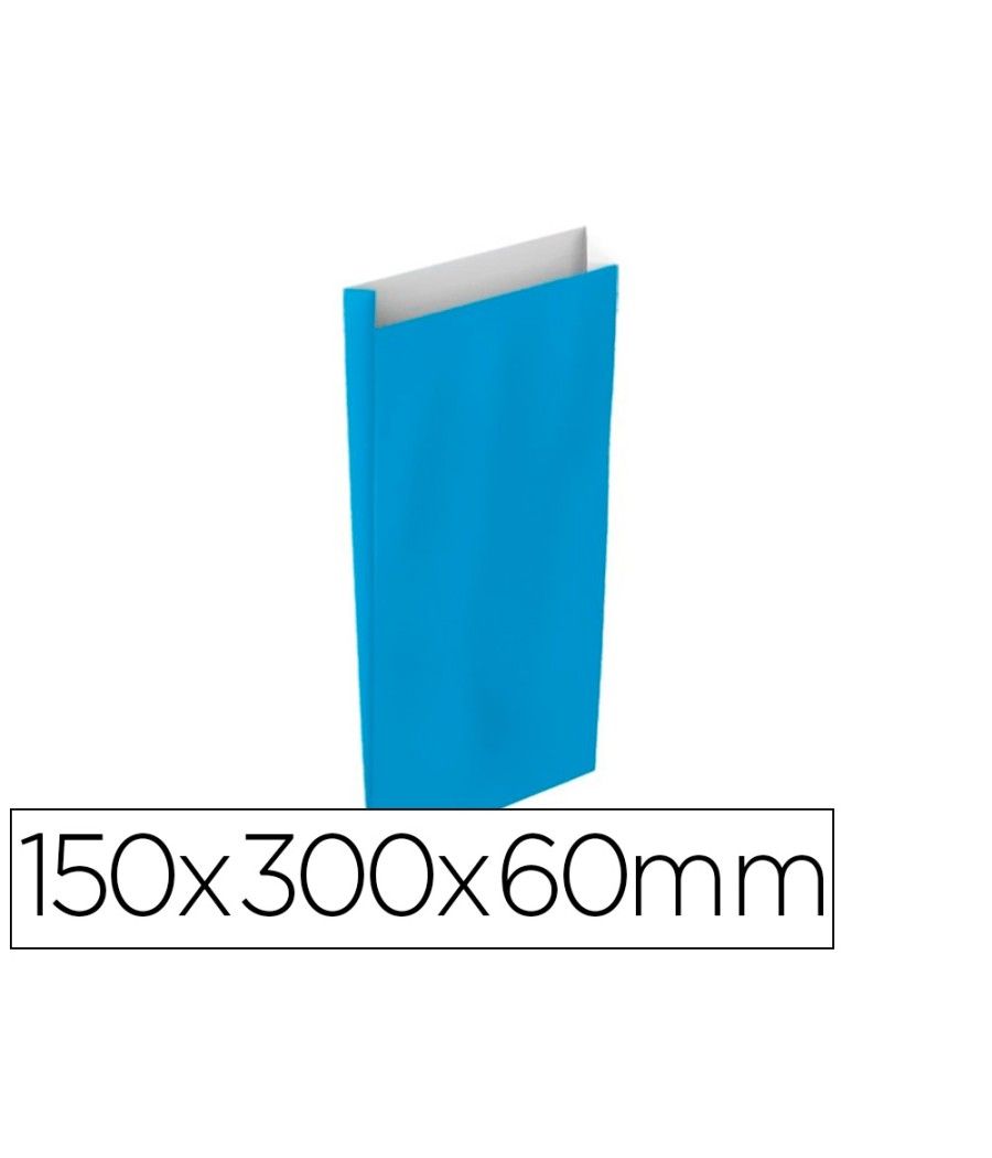 Sobre papel basika celulosa celeste con fuelle s 150x300x60 mm paquete de 25 unidades