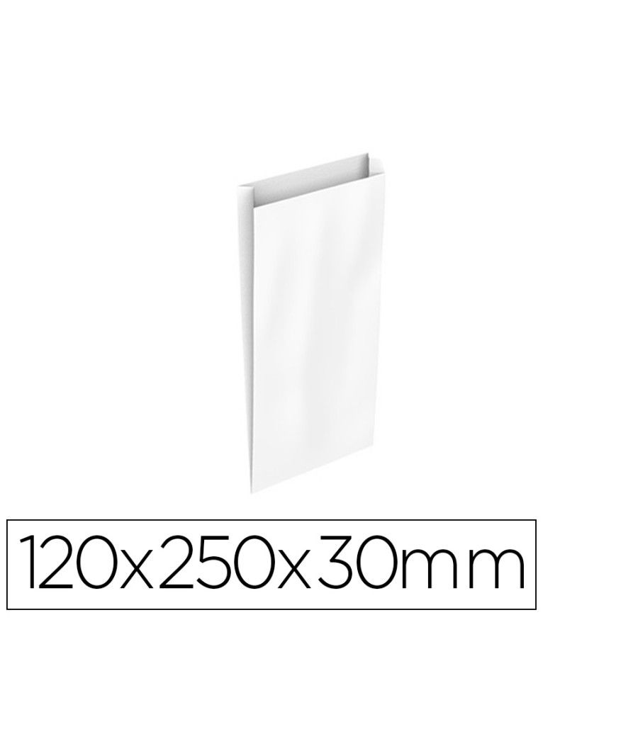 Sobre papel basika celulosa blanco con fuelle xs 120x250x30 mm paquete de 25 unidades