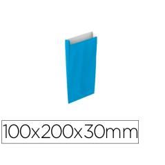 Sobre papel basika celulosa celeste con fuelle xxs 100x200x30 mm paquete de 25 unidades