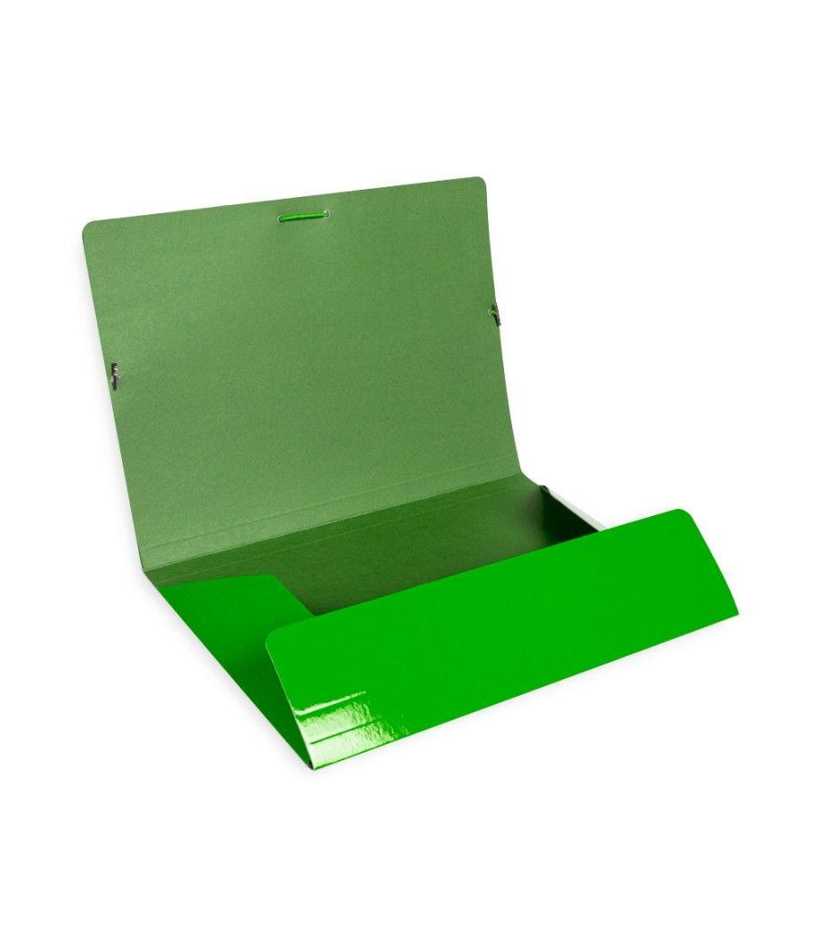 Carpeta liderpapel gomas folio 3 solapas cartón plastificado color verde pack 10 unidades