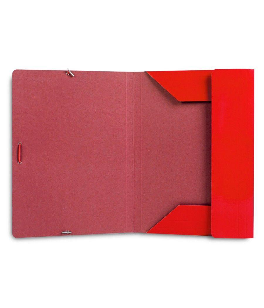 Carpeta liderpapel gomas folio 3 solapas cartón plastificado color rojo pack 10 unidades