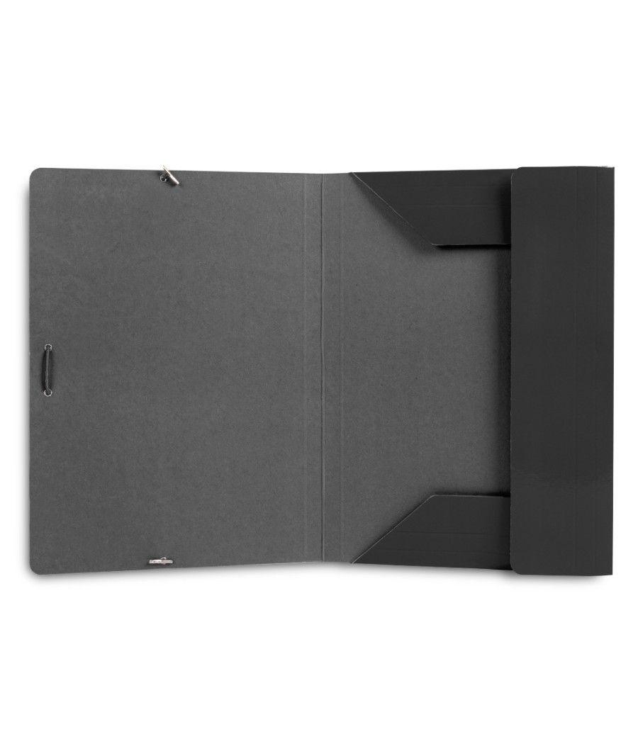 Carpeta liderpapel gomas folio 3 solapas cartón plastificado color negro pack 10 unidades