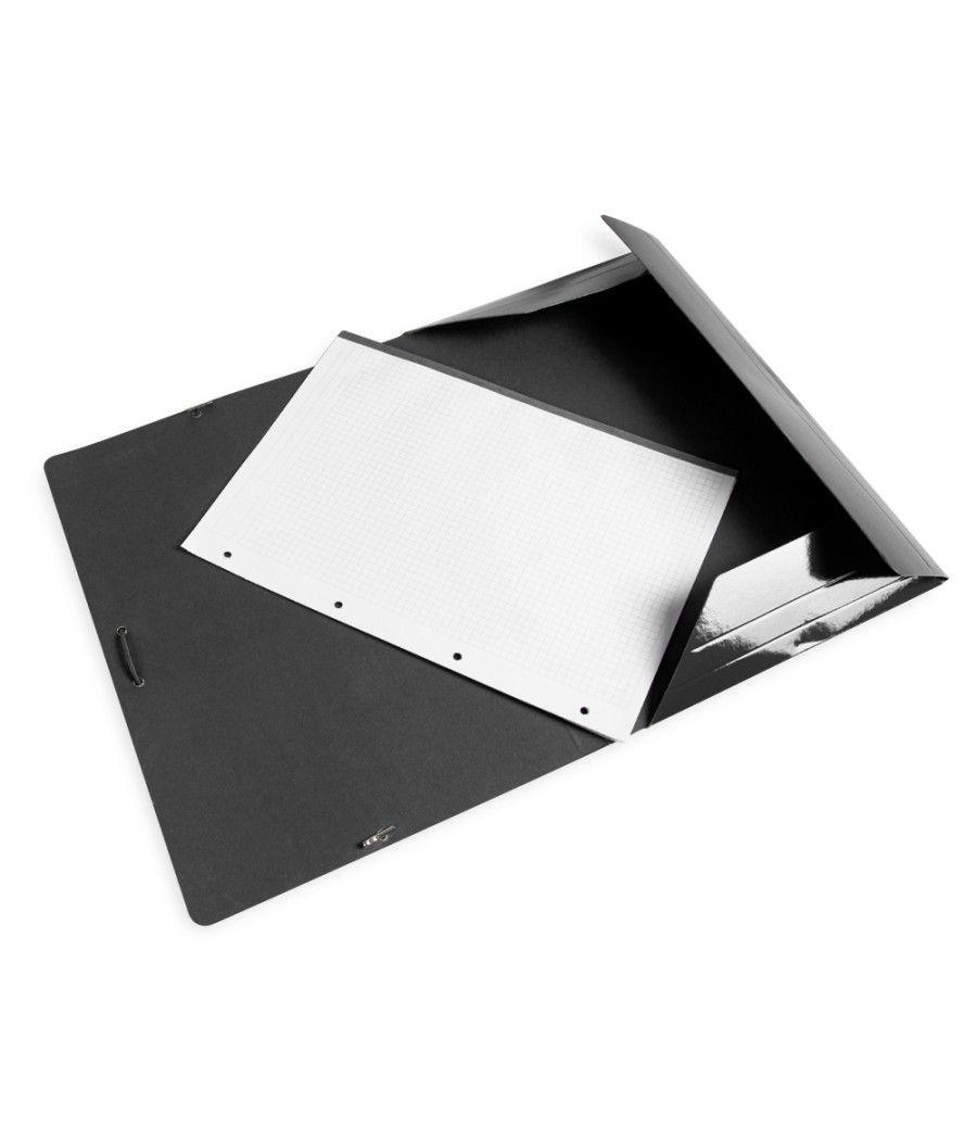 Carpeta liderpapel gomas folio 3 solapas cartón plastificado color negro pack 10 unidades