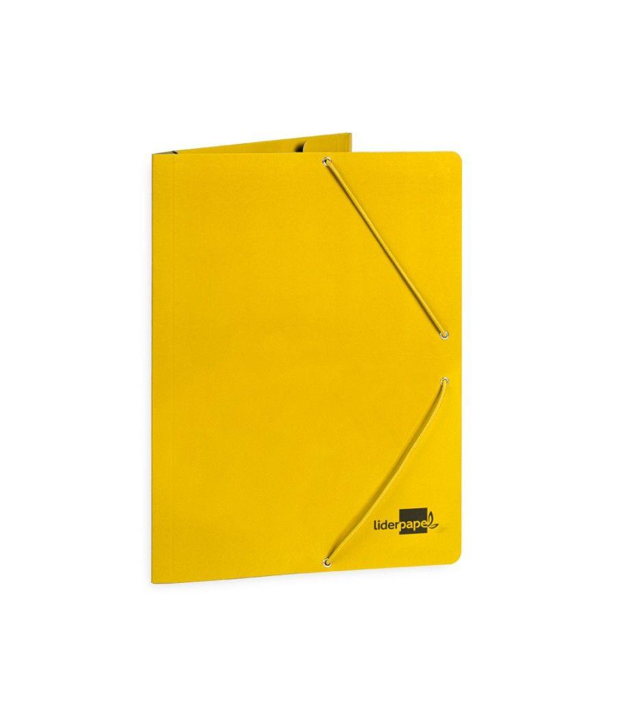 Carpeta liderpapel gomas folio 3 solapas cartón plastificado color amarillo pack 10 unidades