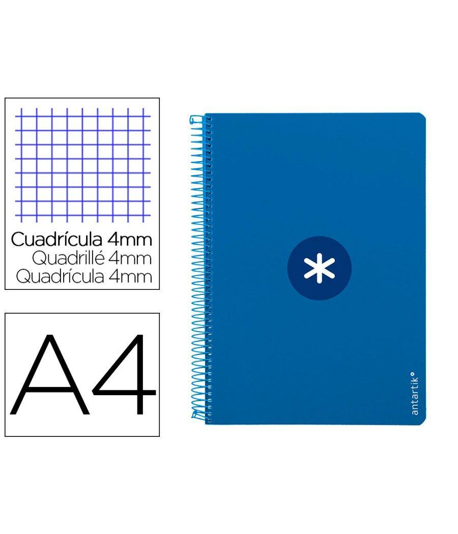 Cuaderno espiral liderpapel a4 antartik tapa dura 80h 100gr cuadro 4mm con margen color azul oscuro